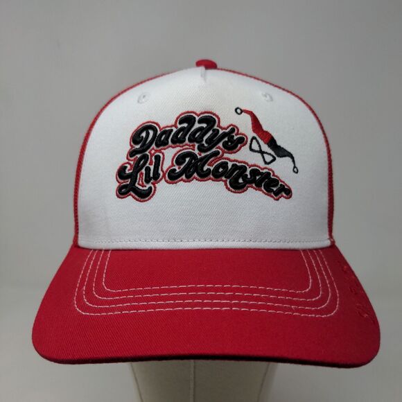 Six Flags Men's Suicide Squad Mesh Back Snapback Hat Red White Harley Quinn - Picture 2 of 13